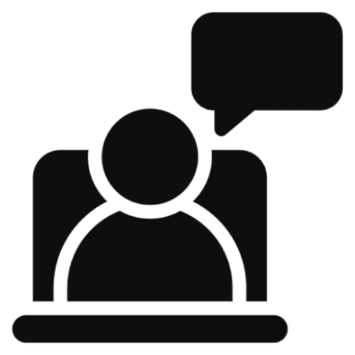 Chat symbol featuring a person